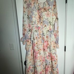 NWT Rachel Parcell 2023 Botanical Floral Ruffle Dress